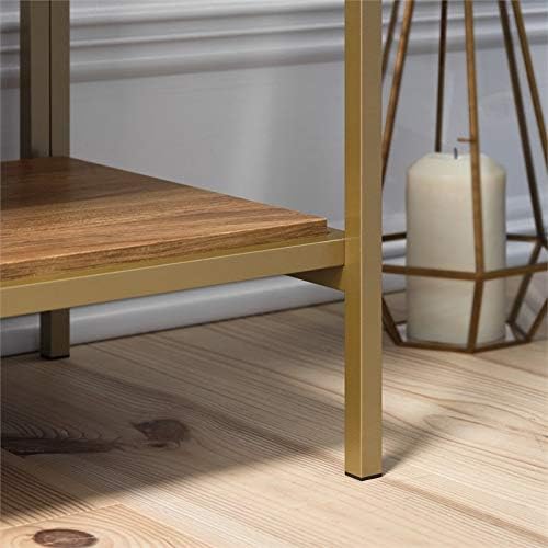 Sauder International Lux 5-Shelf Metal Frame Bookcase Gold Satin/Sindoori Mango