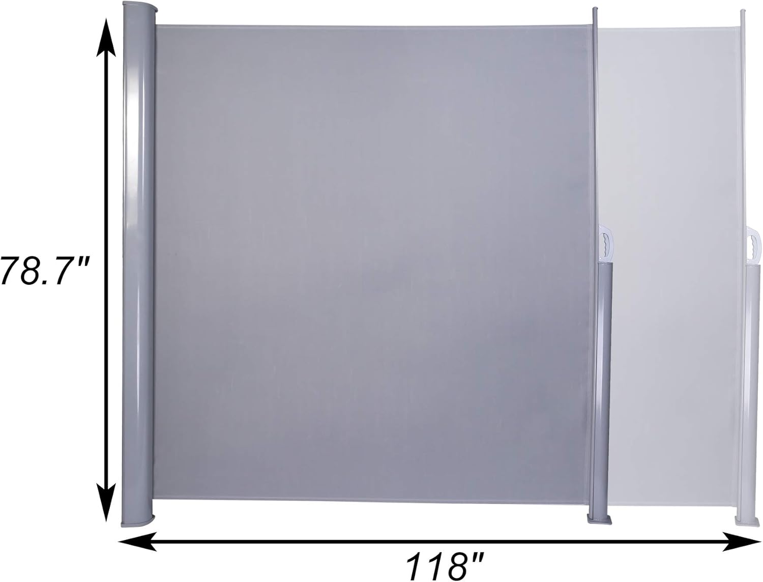 Vilobos Patio Side Awning Wall Mounted Retractable Waterproof Sun Shade Screen Room Divider with Aluminium Pole -Grey (118" L x 78.7" H)