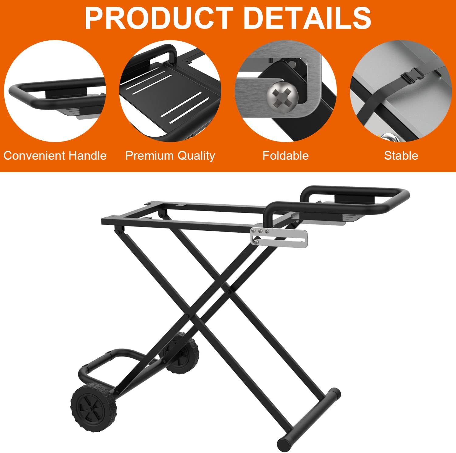 Portable Grill Cart for Blackstone 17 Inch & 22 Inch Table Top Griddles, Folding Cart Griddle Stand with Side Shelf for Blackstone 17" 22" Grills, Backyard, Camping and Outdoor Cooking