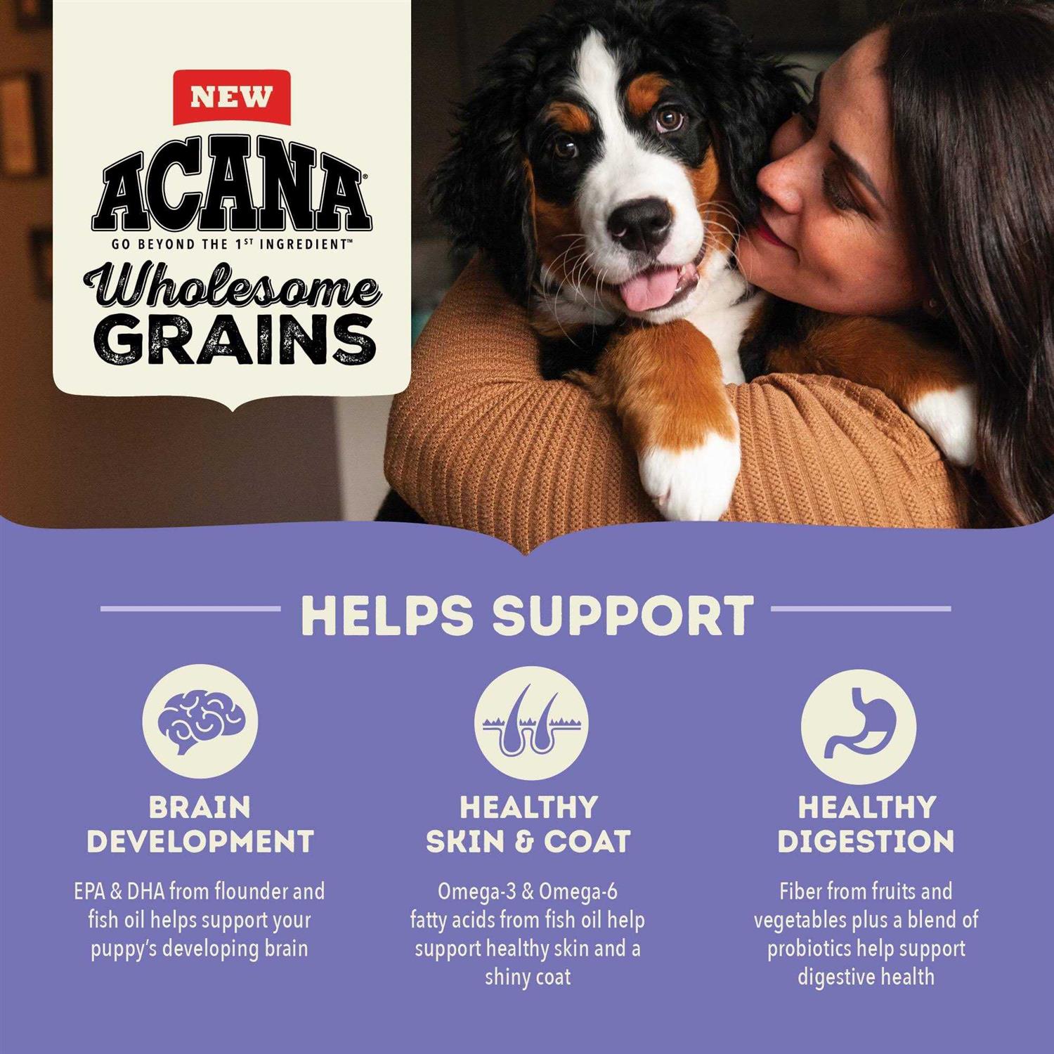 Acana Wholesome Grains Puppy Recipe Dry Dog Food - Pet Supplies online store