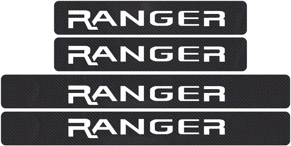 TDOFYH for Ford Ranger Door Sill Protector Reflective Door Sill Scuff Plate Stickers Door Entry Guard 4D Carbon Fiber Sticker Auto Accessories 4Pcs(Red)