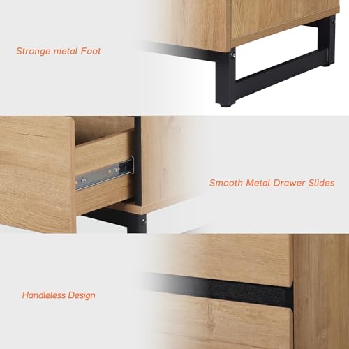 WAMPAT Modern Buffet Sideboards, Sideboard Buffet Cabinet with 3 Drawers and Metal Base, Coffee Bar Storage Cabinet for Kitchen, Buffet Cabinet for Living Room,Brown