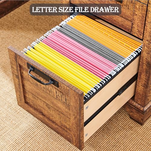 RedLemon 60" Farmhouse Executive Desk with Drawers, Wood Home Office Desk w/Charging Station, Keyboard Tray, File Drawer, Storage Cabinet, Rustic Computer Writing Desk (Natural Oak)
