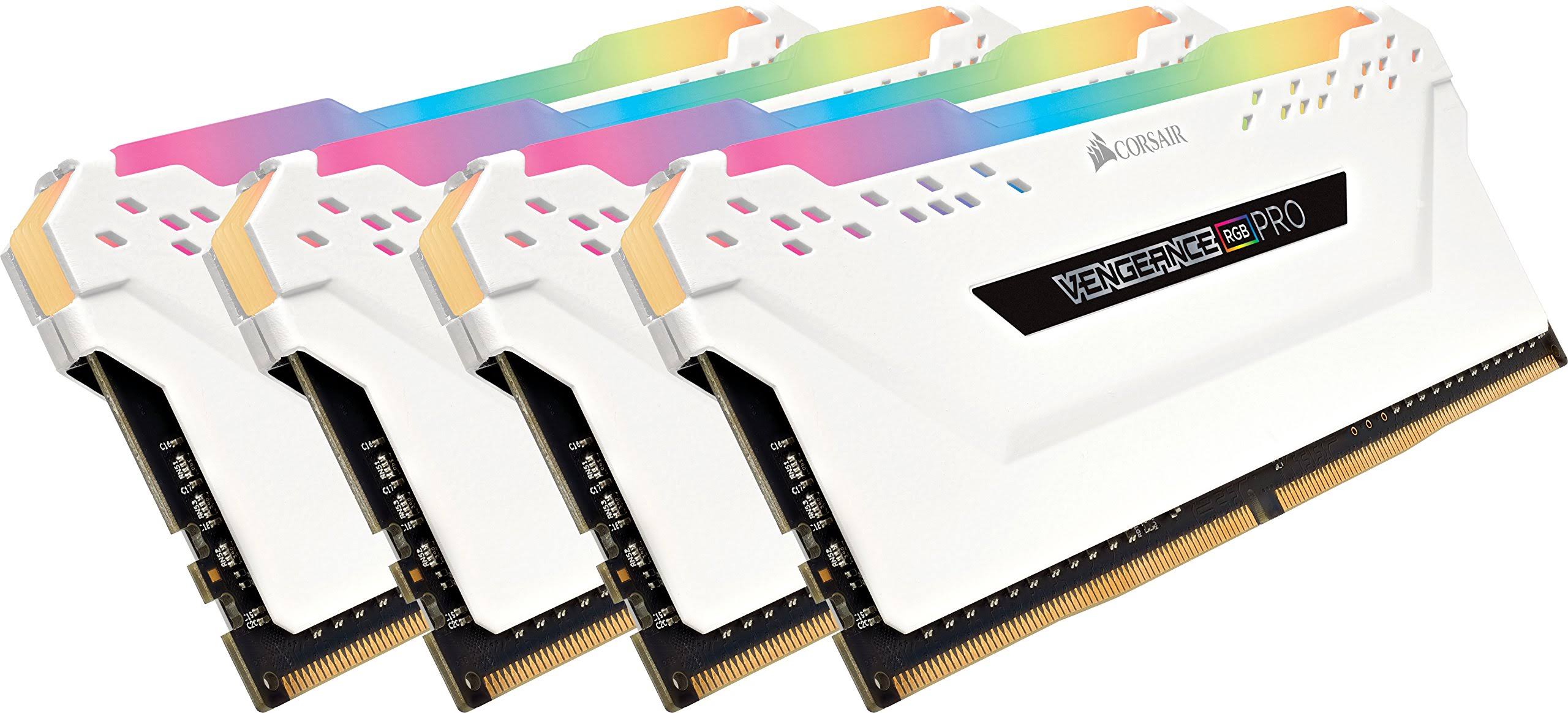 CORSAIR Vengeance RGB PRO 32GB (4x8GB) DDR4 3600MHz C18 LED Desktop Memory - White