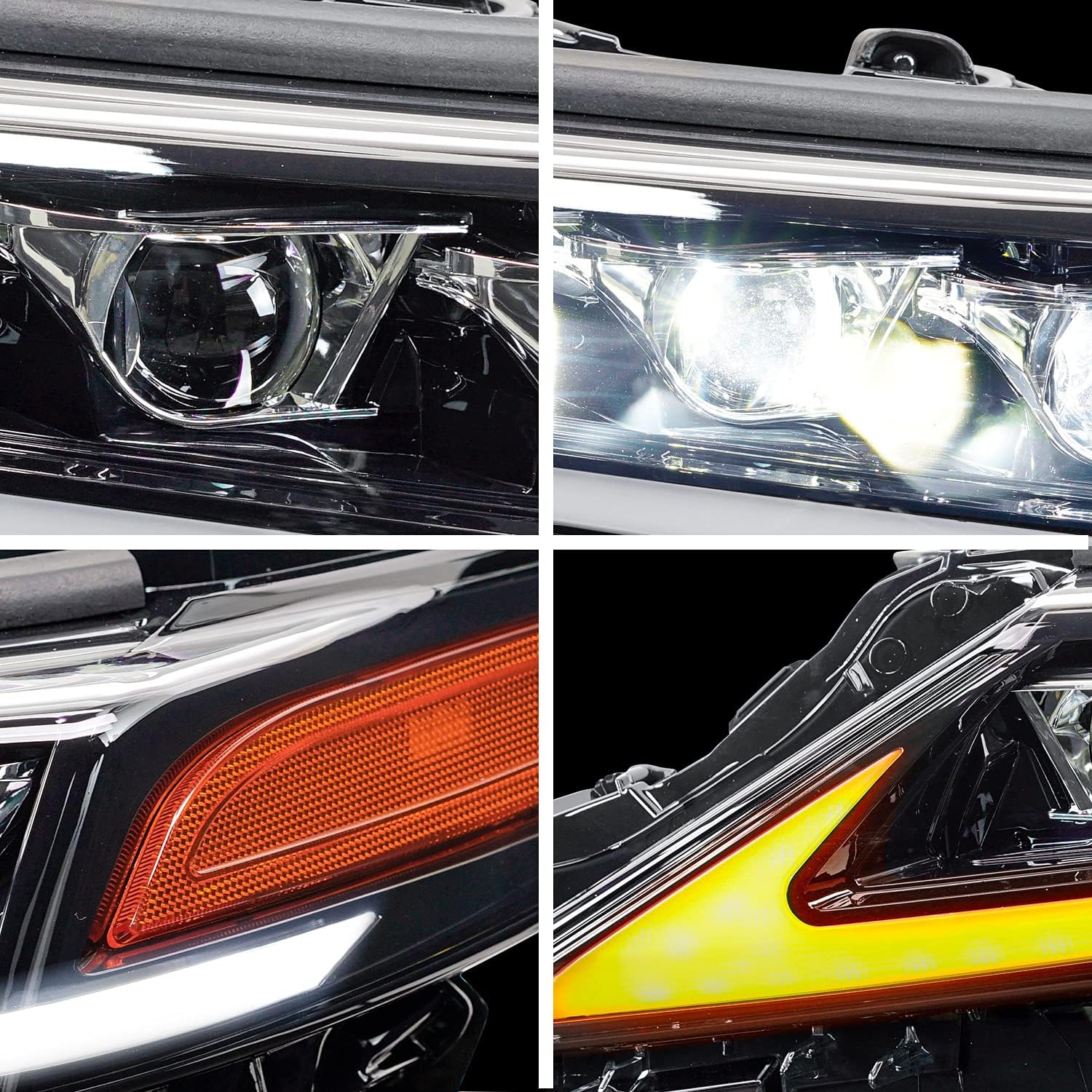 Headlights Assembly for Toyota Camry 2018 2019 2020 2021, Full LED Projector Headlamp with Sequential Turn Signal DRL for Camry XV70 L/ LE/ SE/ XSE/ Hybrid/ TRD, A Pair