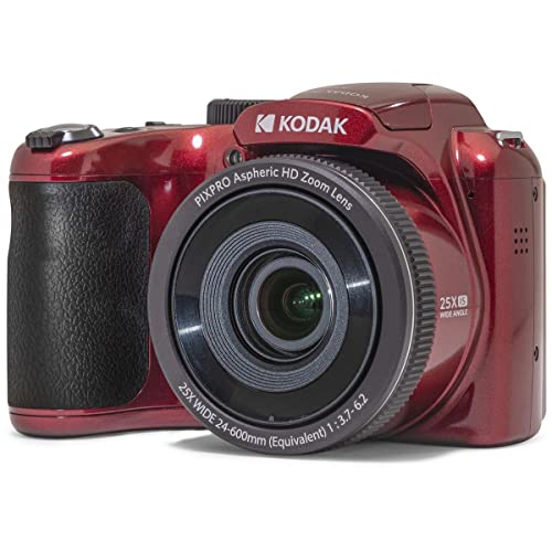 KODAK PIXPRO AZ255-RD 16MP Digital Camera 25X Optical Zoom 24mm Wide Angle Lens Optical Image Stabilization 1080P Full HD Video 3" LCD Vlogging Camera, with Bag & 32GB SD Card + Card Reader