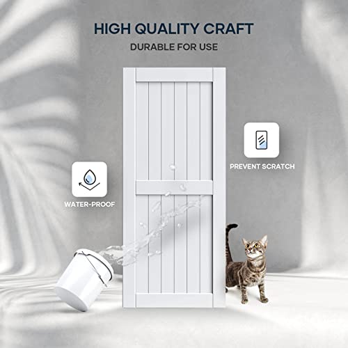 EaseLife 54 x 84 inch White Barn Door with 9FT Sliding Door Hardware Kit Included & Handle,Solid Wood Covered with Waterproof PVC Surface,DIY Assemblely,Easy Install,H-Frame,Fit 50-52in Wide Opening