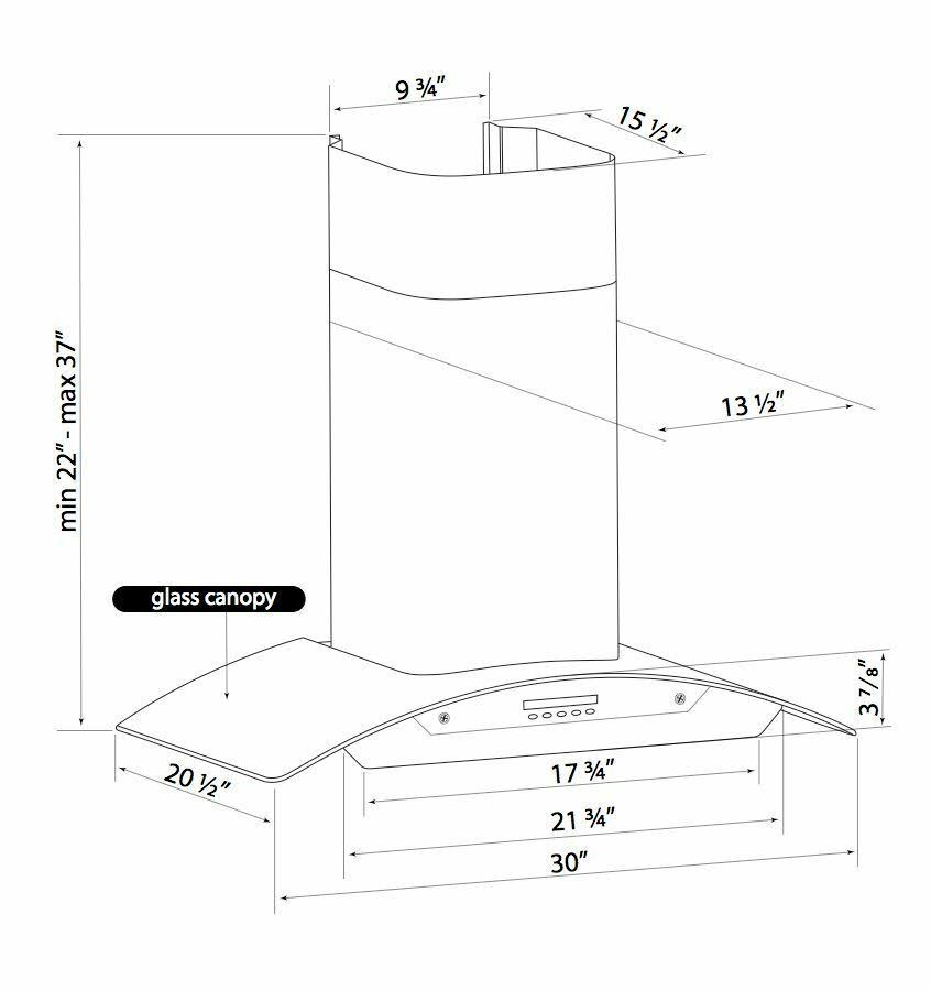 LessCare Wall-Mount Glass Range Hood