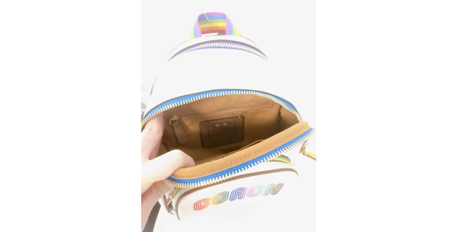 Coach (CA624) Mini Court Signature Rainbow Logo Chalk Multi Shoulder Backpack