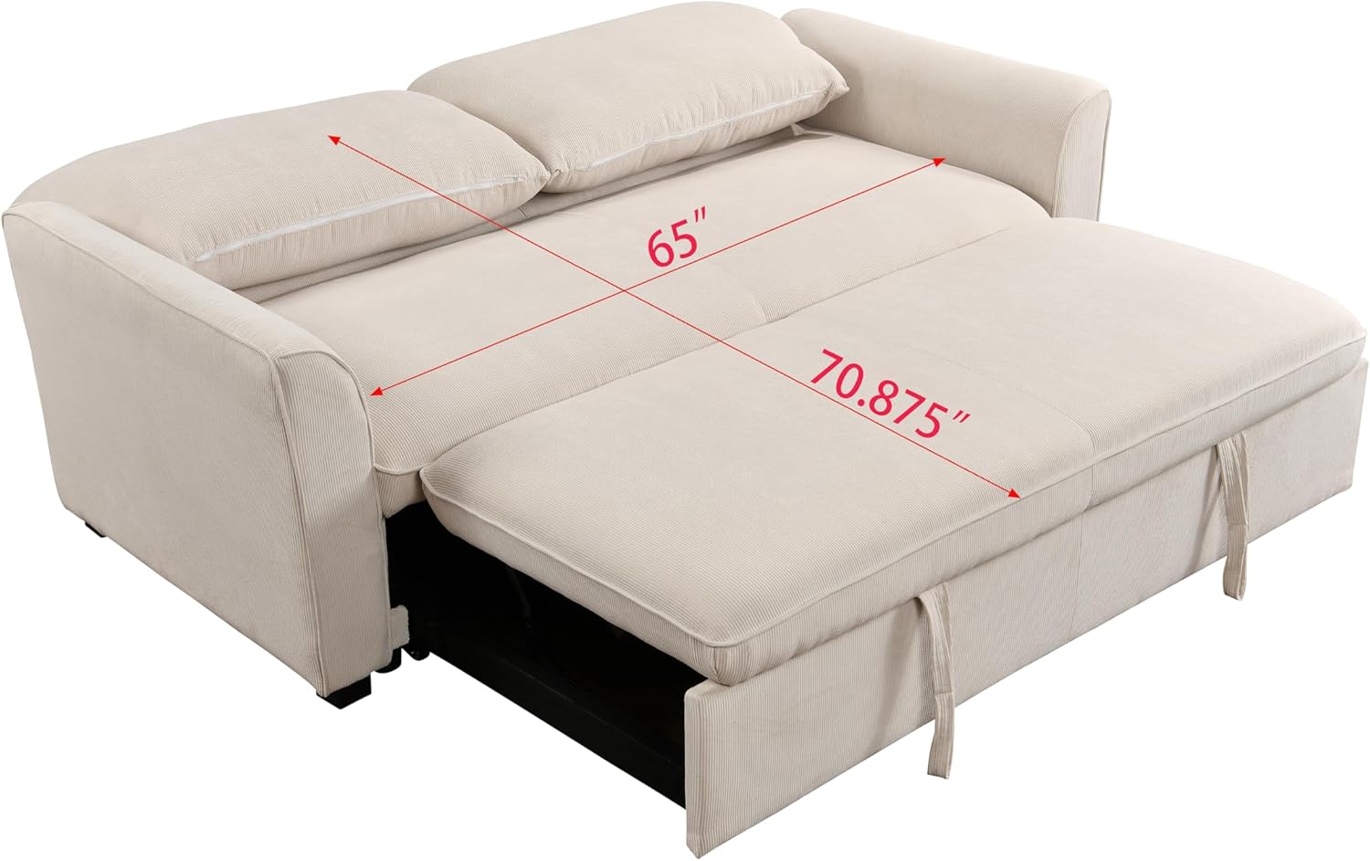 78" 3 in 1 Convertible Sleeper Sofa with Pull out Bed,Fabric Small Loveseat Couch w/Adjustable Reclining Backrest,Easy to Install,for Living Room,Apartment,Beige