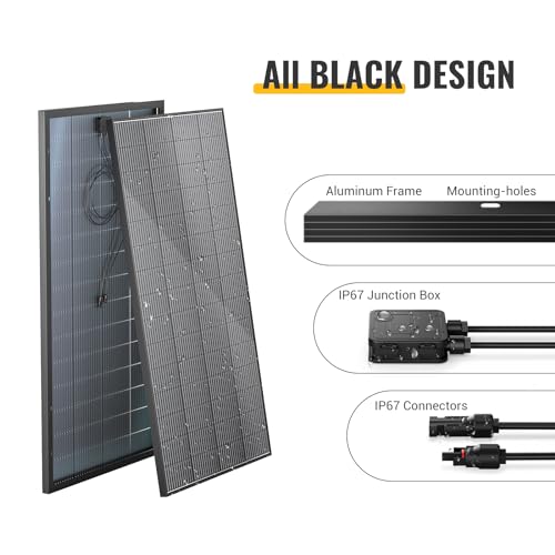 BougeRV Bifacial 800 Watts 10BB Solar Panel, 23% Efficiency All Black Design Monocrystalline Technology Work with 12 Volts Charger for RV Camping Home Boat Marine Off-Grid (BIFACIAL 2PCS 400W)