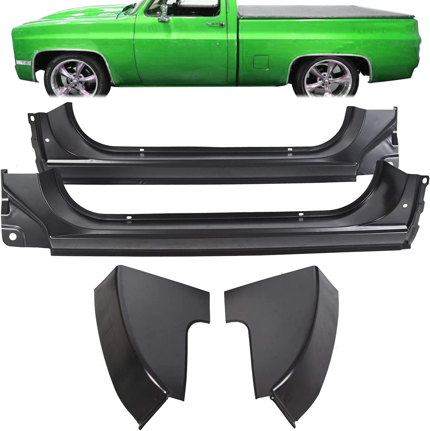 KUAFU Cab Corners and Rocker Panels Kit Compatible with 1973-1987 Chevy/GMC C10 K10 C20 K20 pickup truck driver & passenger Side Left Right Metal 4 Pcs