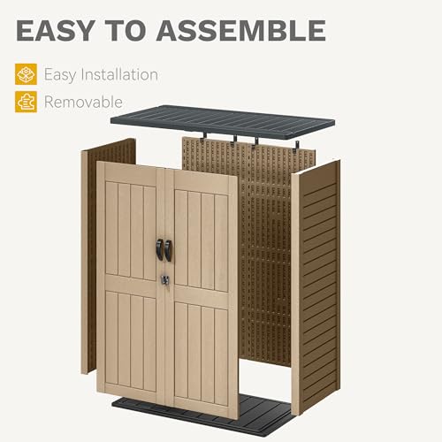DWVO Outdoor Weather-Resistant Horizontal Storage Shed, 35 Cu Ft Capacity, Lockable and Waterproof, Suitable for Storing Garden Tools, Light Gray