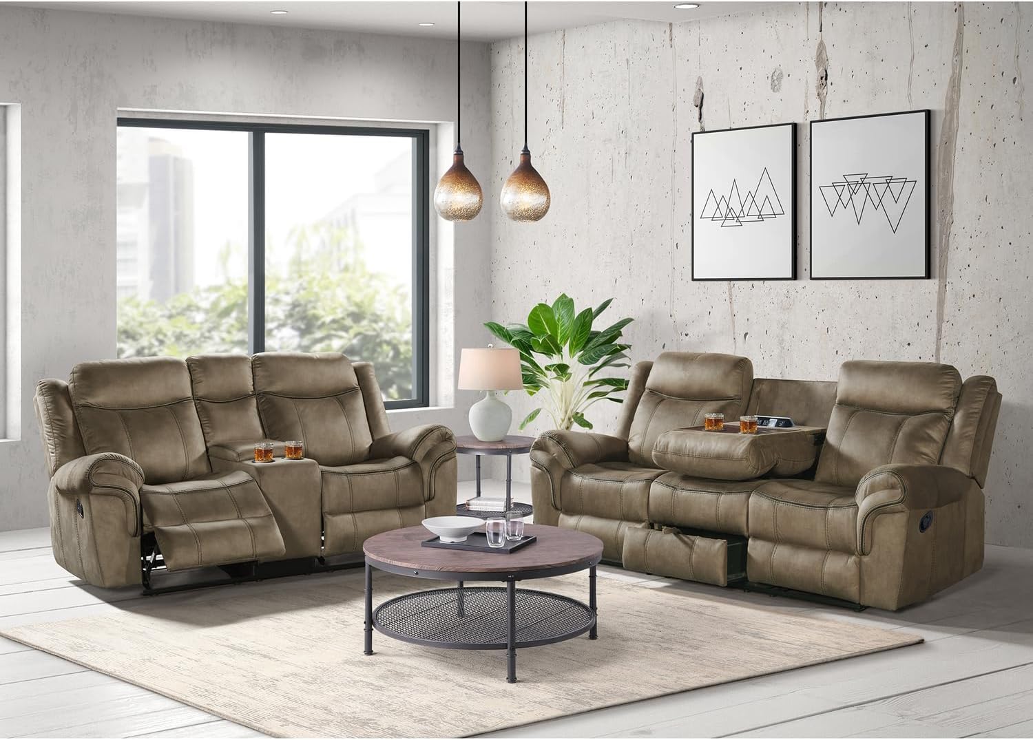 Picket House Furnishings Tasso 2PC Living Room Set in T101 Brown-Sofa & Loveseat
