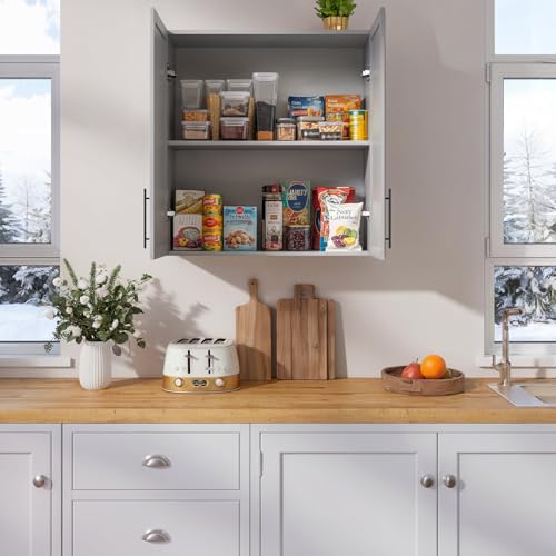 FIMELLO 30" Laundry Room Wall Cabinet with Adjustable Shelf, Large Wall Storage Cabinet, White Wall Cabinet with Doors, Upper Kitchen Cabinet, Cabinets for Laundry, Bathroom, Kitchen -White