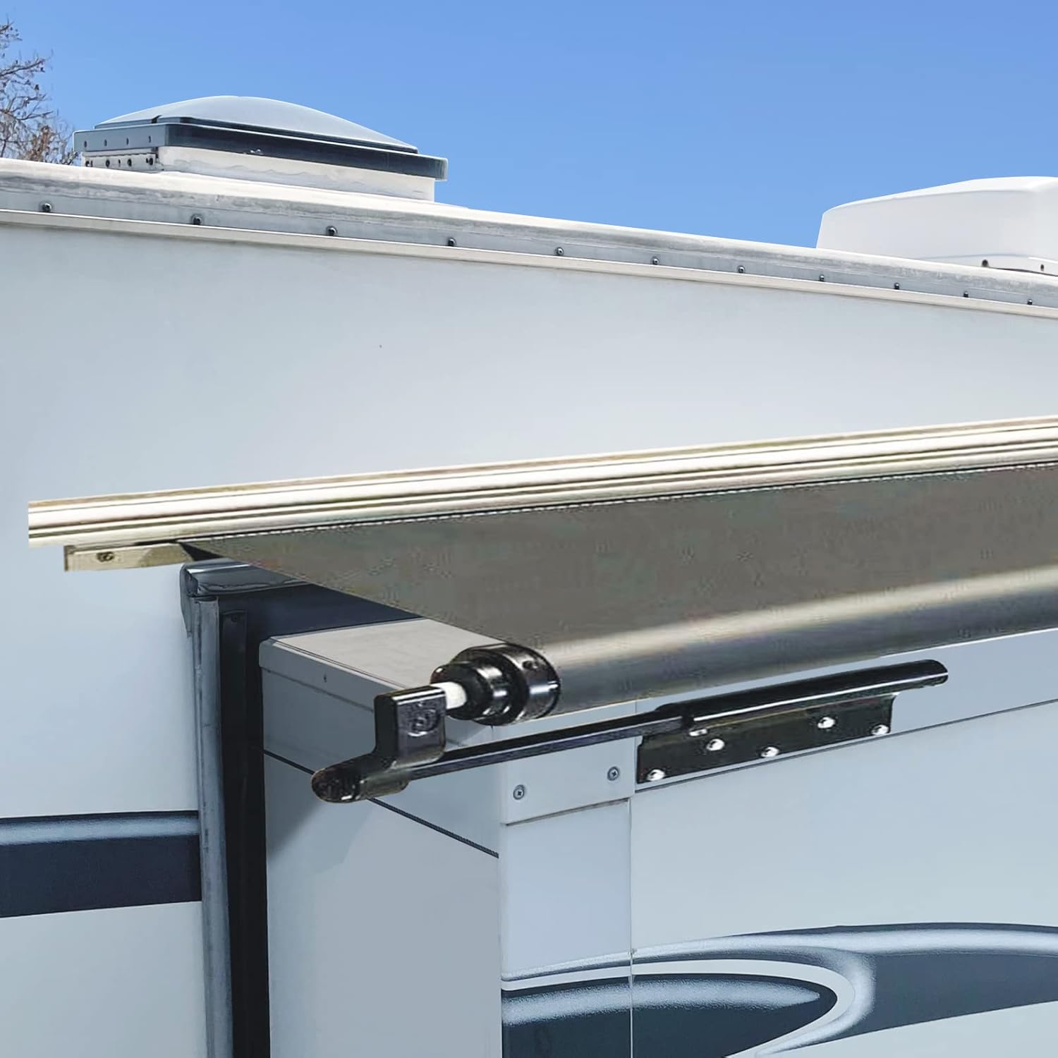 Dulepax-RV Slide Out Awning Fabric Replacement-(46" x 110", White- Fabric only)-Universal Slide-Topper Replacement for 5th Wheel RVs, Travel Trailers and Motorhomes Pack of 2