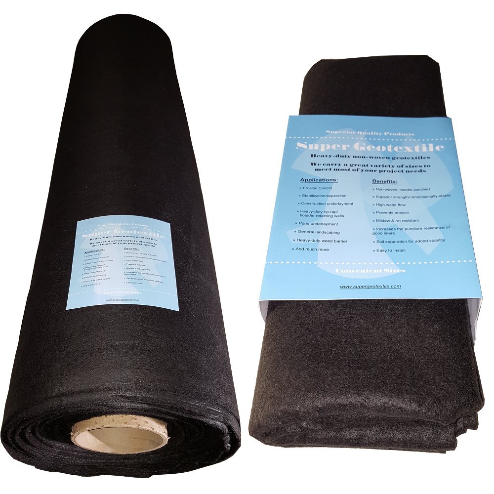 Super Geotextile 4, 6, 8 oz Non Woven Fabric for Landscaping, French Drains, Underlayment, Erosion Control, Construction Projects - 6 oz (6X50)