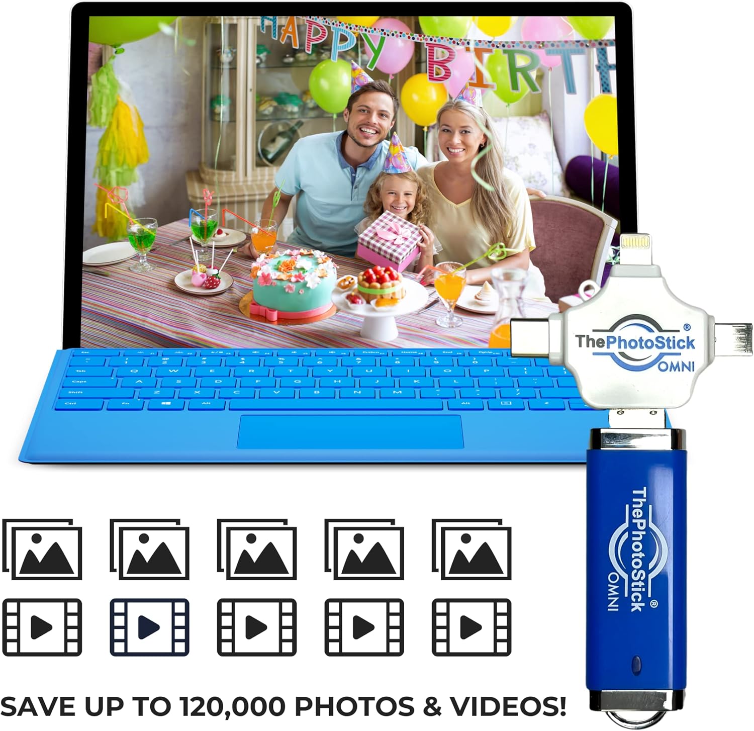ThePhotoStick Omni 256GB - Easy, One Click Photo and Video Backup for All of Your Devices!