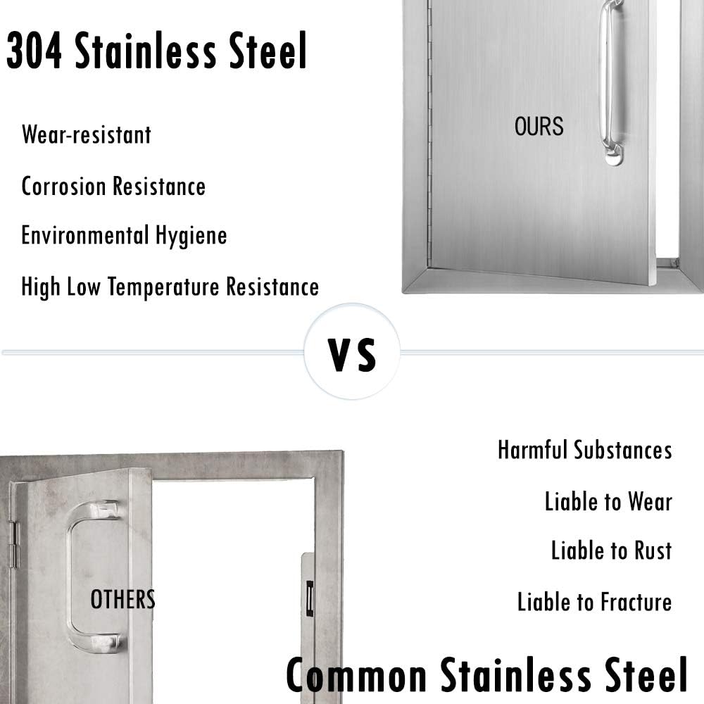 Karpevta Outdoor Kitchen Doors 14''W X 20''H Inch BBQ Access Door - Stainless Steel Single Wall Construction Vertical Door for Outdoor Kitchen Grilling Station or Commercial BBQ Island
