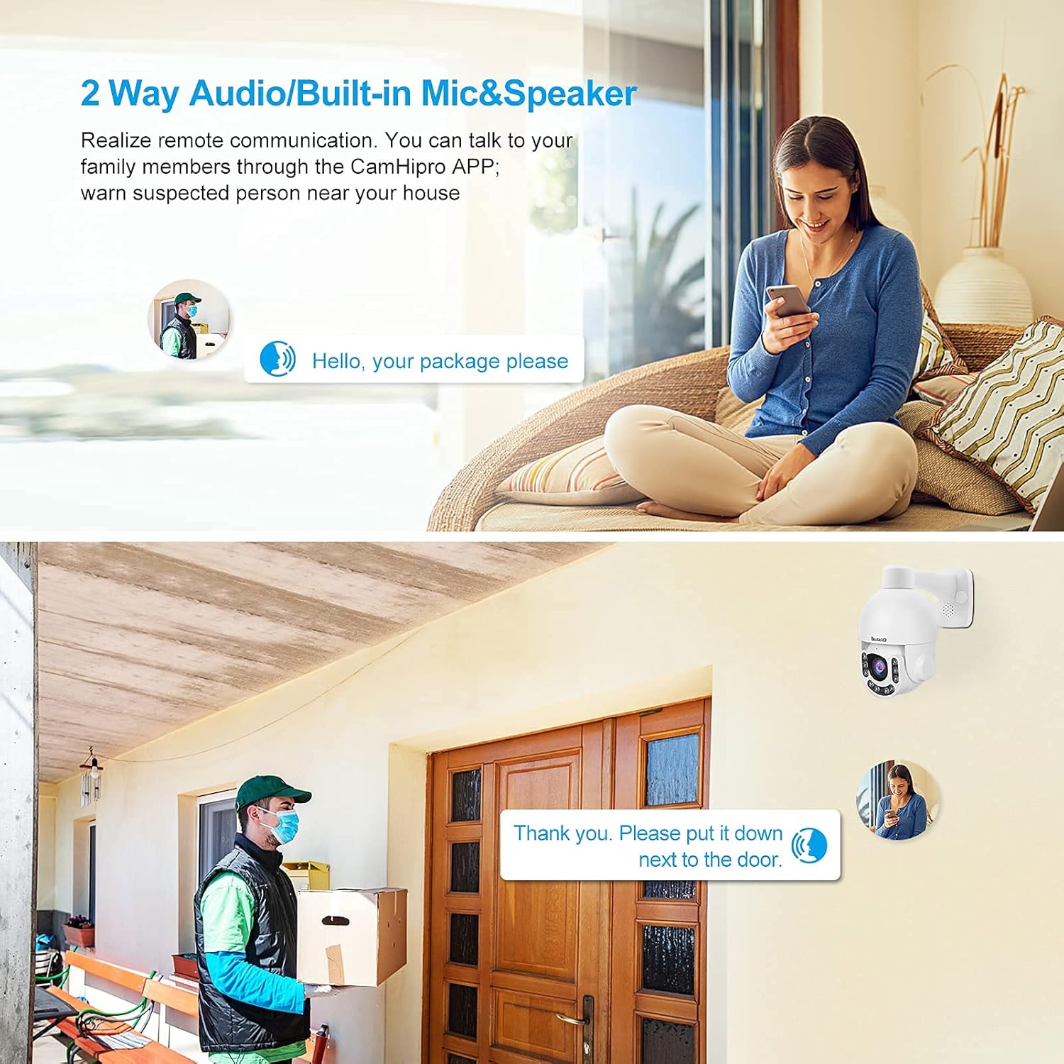 JideTech PTZ POE Camera Outdoor, HD 5MP Auto Tracking Security IP Camara with 4X Optical Zoom IR Night Vision Motion/Human Detection Built in Mic&Speaker IP66 Waterproof