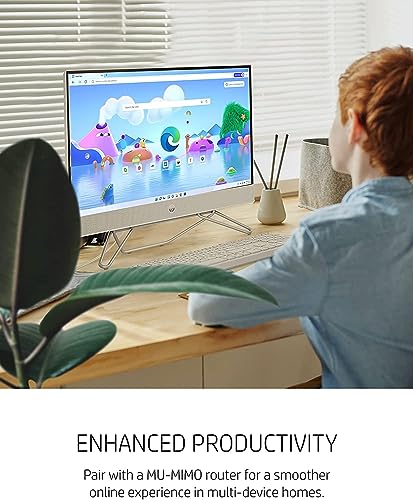 HP 27-inch Touch FHD All-in-One Desktop, AMD Ryzen 7 5700U, 32GB RAM, 1TB SSD, 1080P Webcam, Wireless Keyboard & Mouse Combo, WiFi, Windows 11 Home