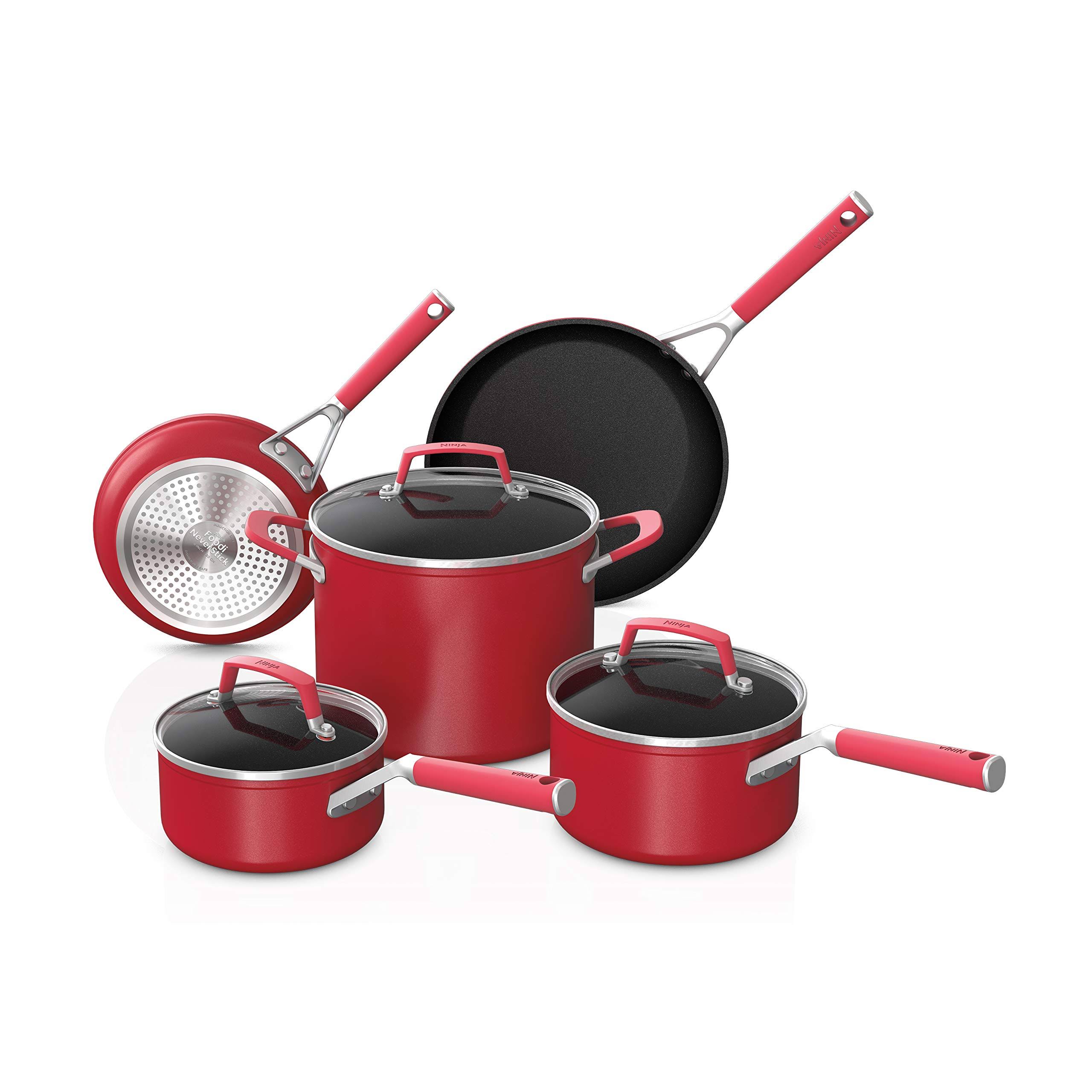 Ninja - Foodi NeverStick Vivid 8-Piece Cookware Set - Crimson Red