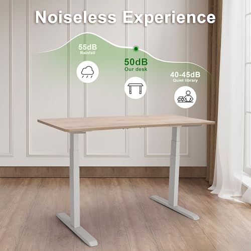 Okin Electric Standing Desk Frame Only, Height Adjustable Desk Legs for 47" to 63" Table Top, Ergonomic 180 lbs Load Capacity 2 Tier Sit Stand Desk Base with Memory Controller for Home Office, White