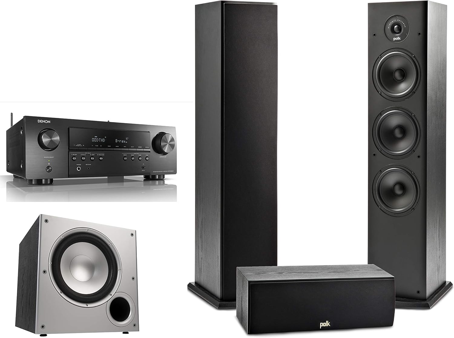 Polk Audio T15 100 Watt Home Theater Bookshelf Speakers &ndash; Hi-Res Audio with Deep Bass Response | Dolby and DTS Surround | Wall-Mountable| Pair, Black
