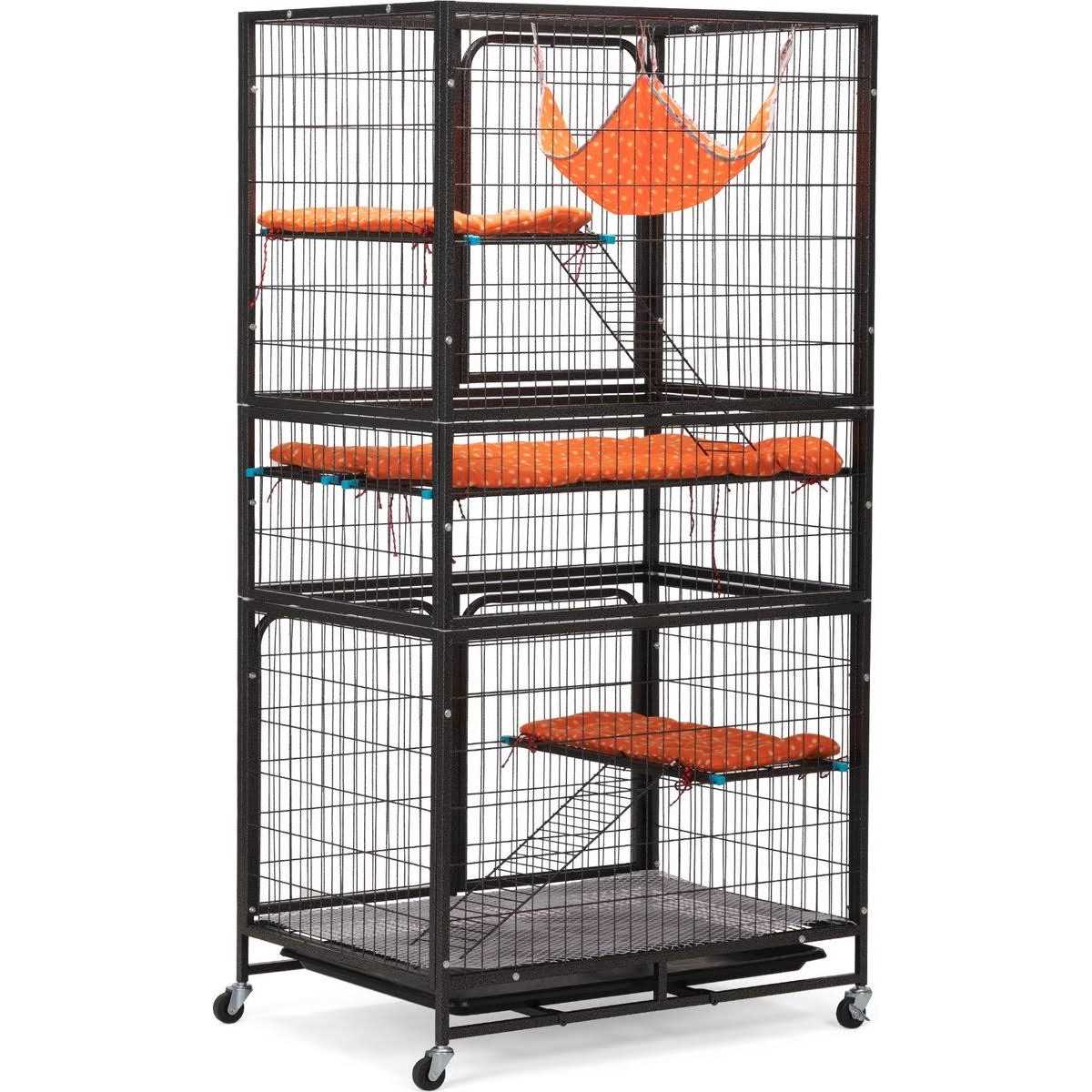 Coziwow 4-Tier Wire Cat Cage Pet Enclosure with Removable Wheels - Pet Supplies online store
