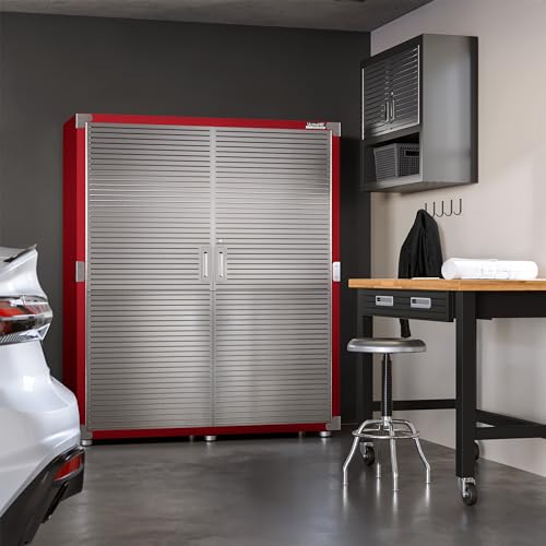 Seville Classics UltraHD Solid Steel Lockable Metal Storage Cabinet Locker Organizer, w/Adjustable Shelves for Garage, Warehouse, Office, Classroom, Granite, 48" W x 24" D x 72" H
