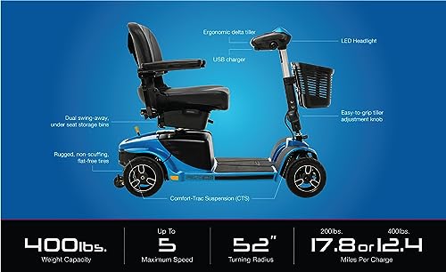 Pride Revo 2.0 4-Wheel Mobility Scooter with Ext Warranty (Blue)