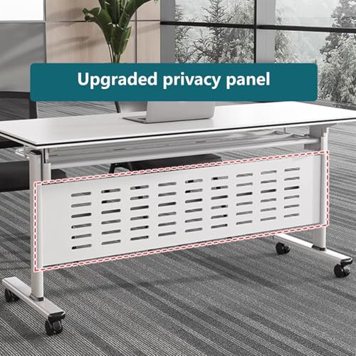 Folding Conference Room Tables with Silent Wheels| Foldable Flip Top Office Meeting Table| Mobile Seminars Dynamic Meetings Training Tables for Offices, Classrooms, Meeting Room(White,47x16x30in)