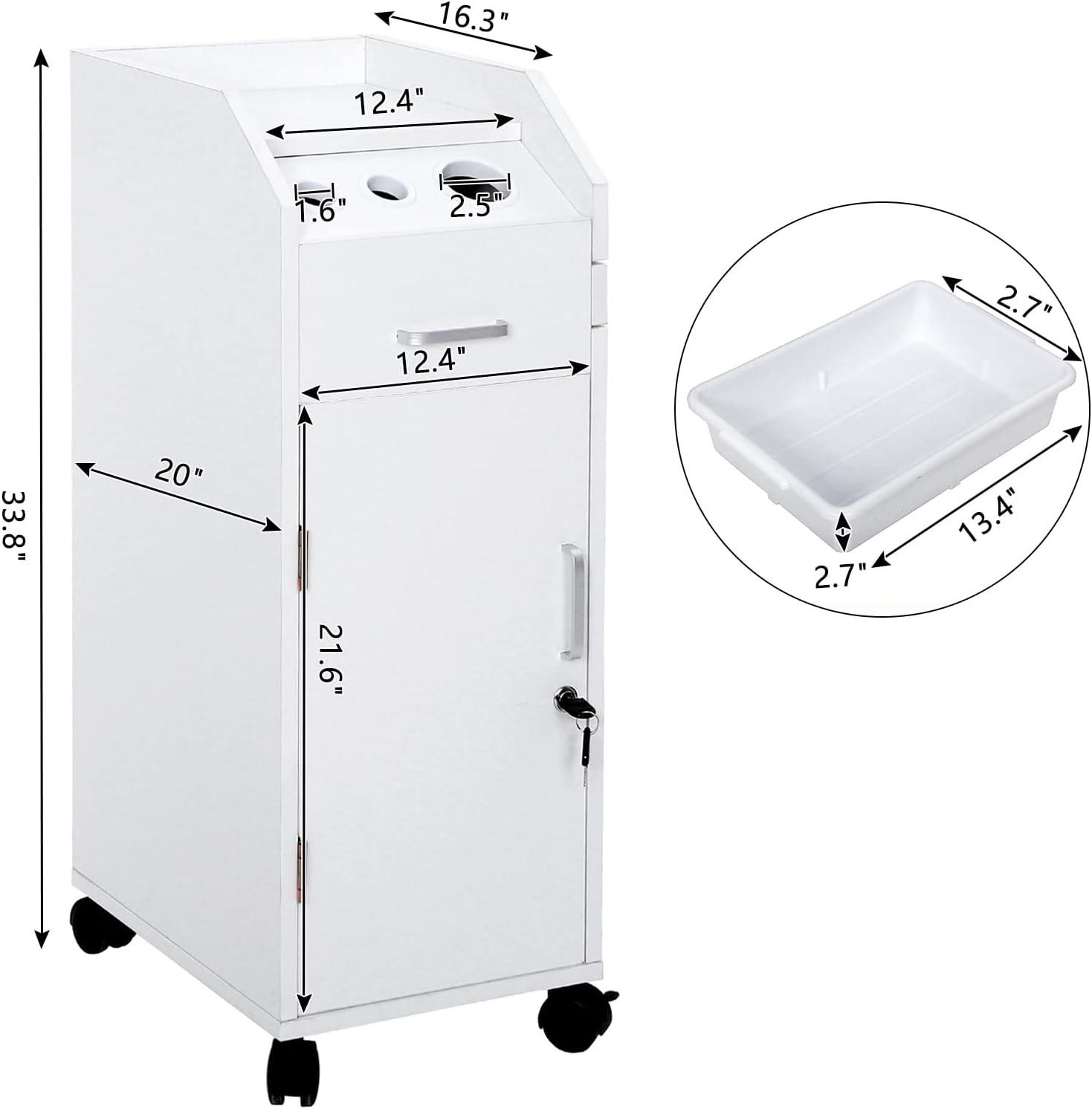 Rolling Hair Salon Storage Cart with Wheels & 3 Hair Dryer Holders & Drawers & Lock Hairdressing Tools Station Mobile Makeup Case SPA Utility Trolley,Space Saving Rolling Beauty Cart for Extra Storage