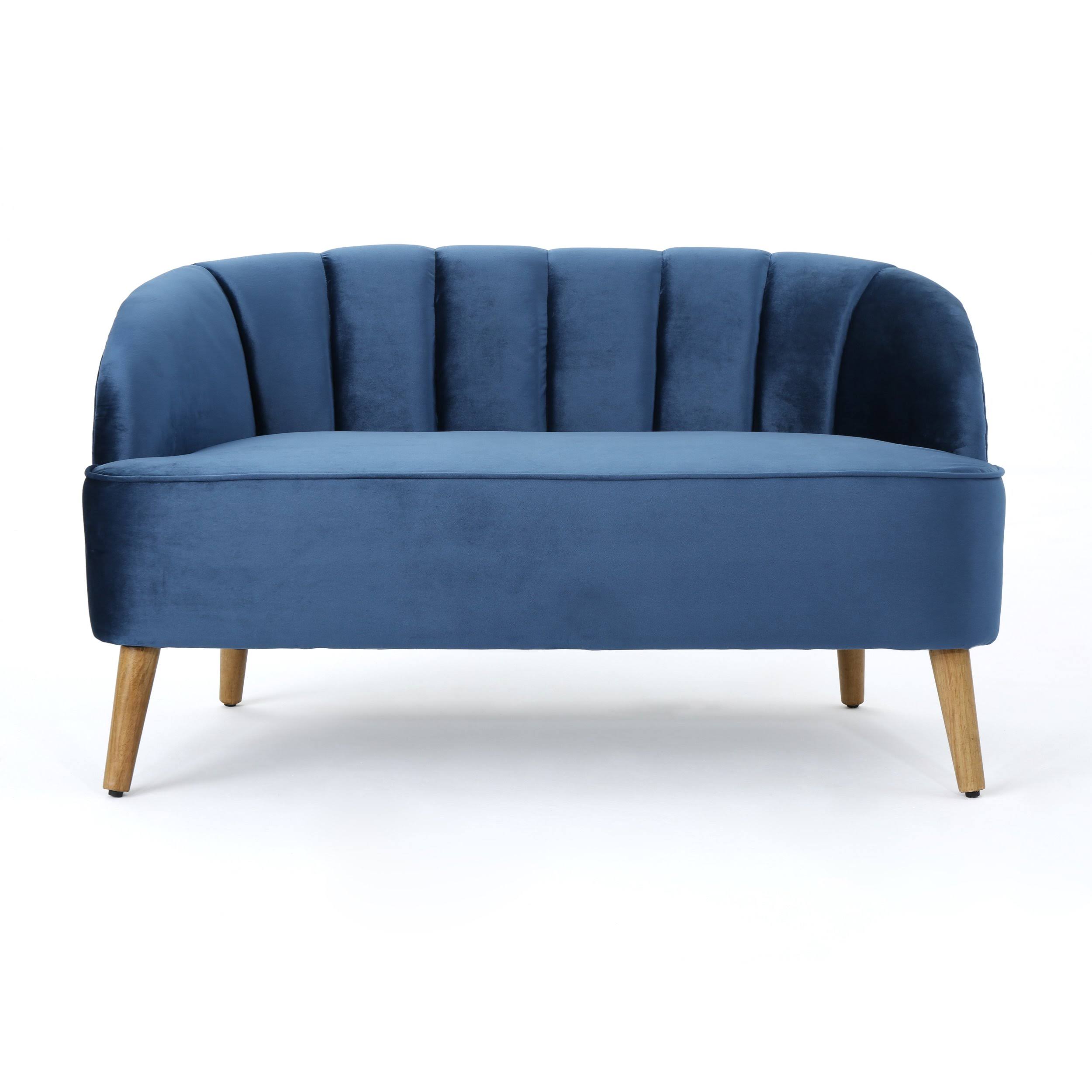 Scarlett Modern New Velvet Settee - Seafoam Blue