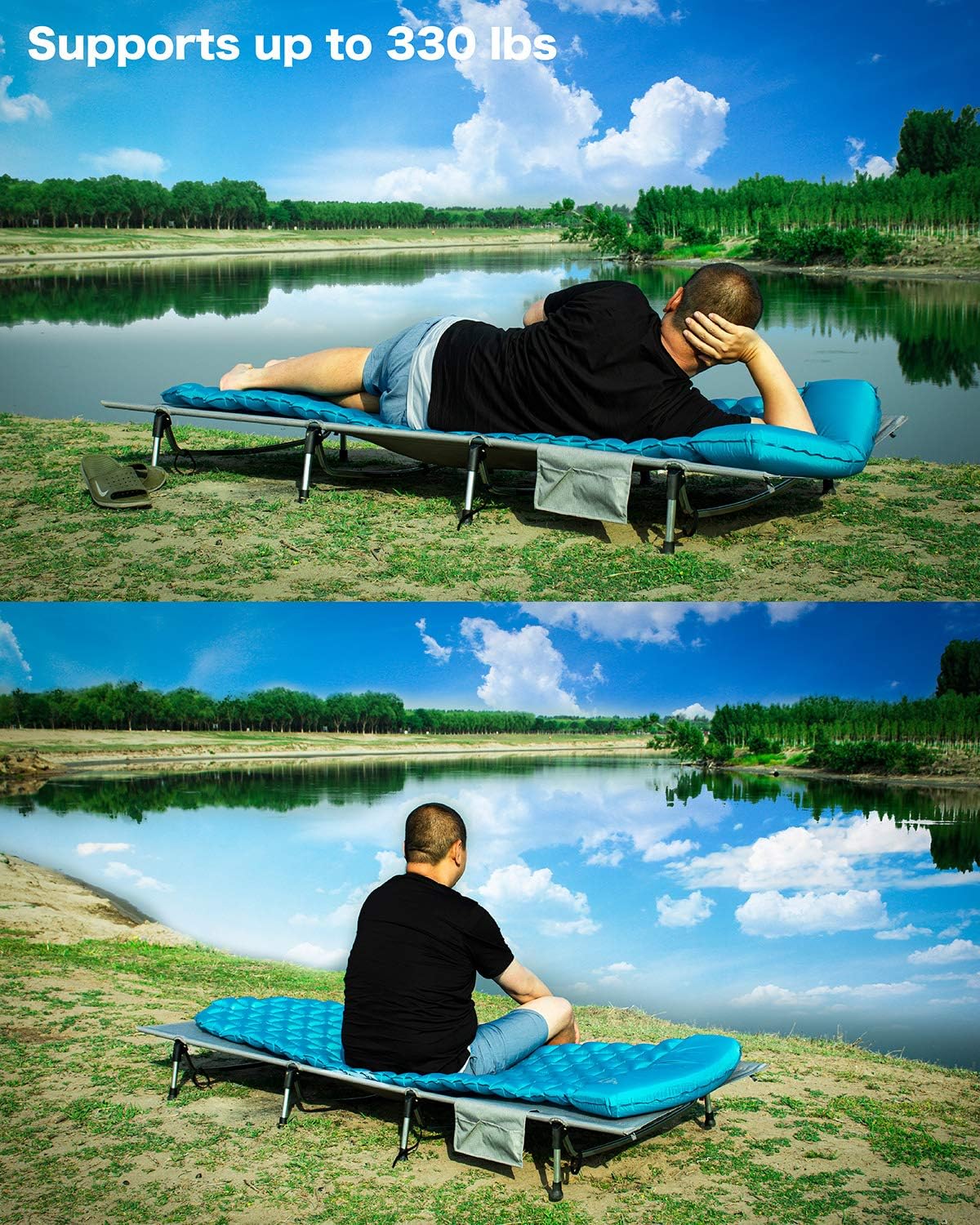 iClimb Super Easy Assemble Folding Cot Ultralight Compact Heavy Duty with Carry Bag for Adults Camping Backpacking