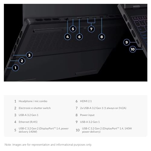 Lenovo Legion Pro 7i Gen 9, 14th Generation Intel Core i9-14900HX, 64 GB DDR5 RAM, 2 TB PCIe SSD, 16" WQXGA Display, Nvidia GeForce RTX 4090, Backlit Keyboard, Windows 11 Home, Black