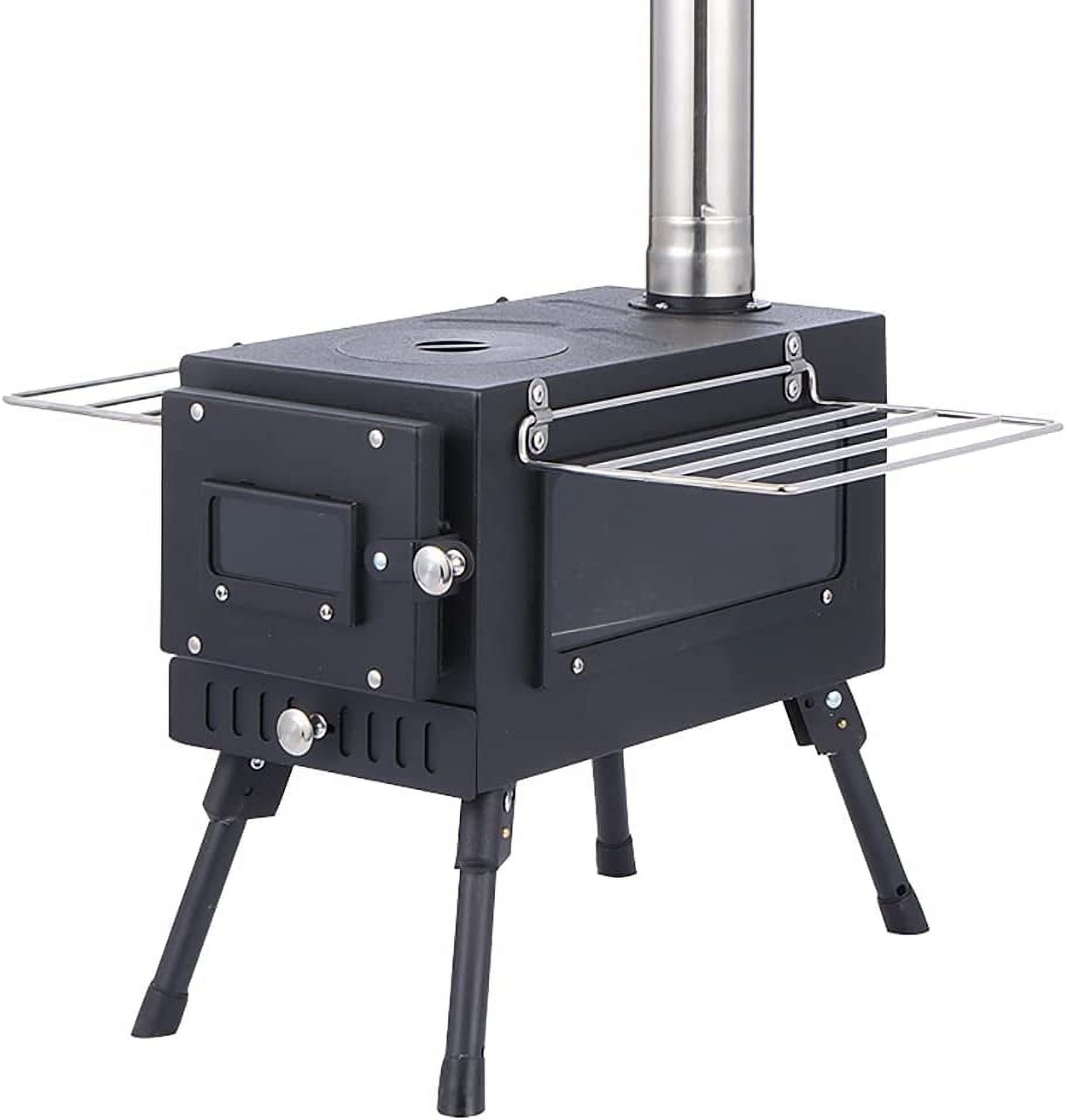 Camping Tent Stove,Large Tent Wood Stove with Window and 6 Chimney Pipe,Outdoor Portable Wood Burning Stove for Camping Hiking Travel Picnic