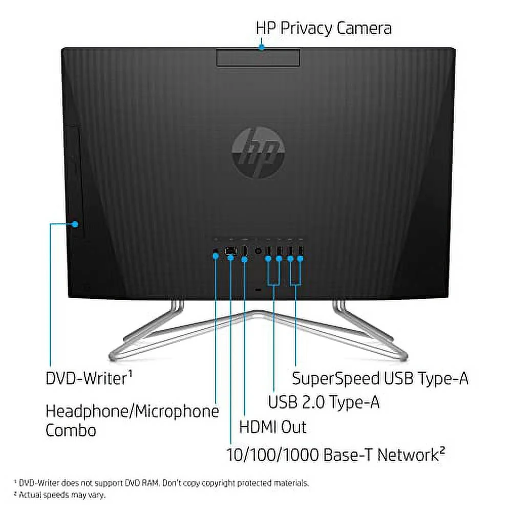 2022 Newest HP 22-inch FHD IPS All-in-One Desktop Computer - Dual-Core AMD Athlon Silver 3150U - 12GB DDR4 RAM-256GB SSD - DVD-RW - WiFi Bluetooth - Windows 11 Pro - Black w/ 32GB USB Drive