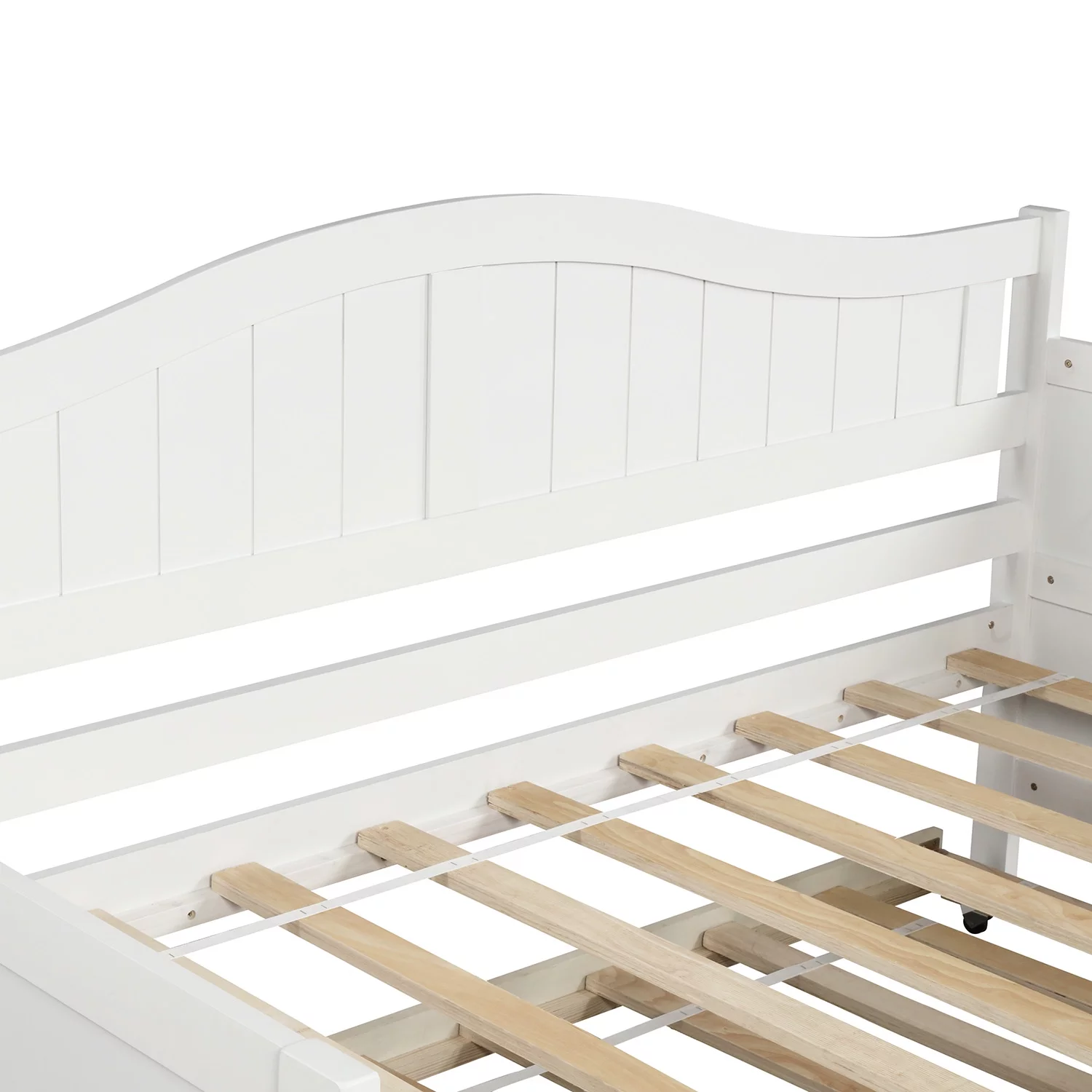 White Wooden Twin Size Daybed with Trundle Bed