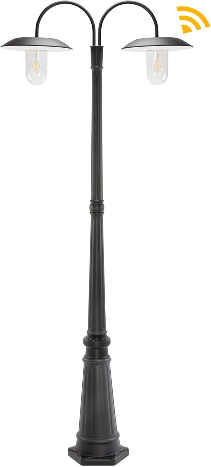 LUTEC Solar Lamp Post Light Outdoor, Dusk to Dawn Solar Post Light, Waterproof Vintage Street Light for Backyard, Garden, Patio, Pathway (Bulbs Included)