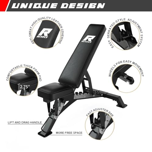 RitFit Power Cage with Optional LAT PullDown/Cable Crossover/Smith Machine System, 1000LB Squat Rack for Home & Garage Gym, with Weight Storage Rack and More Training Attachments, ASTM-Certified