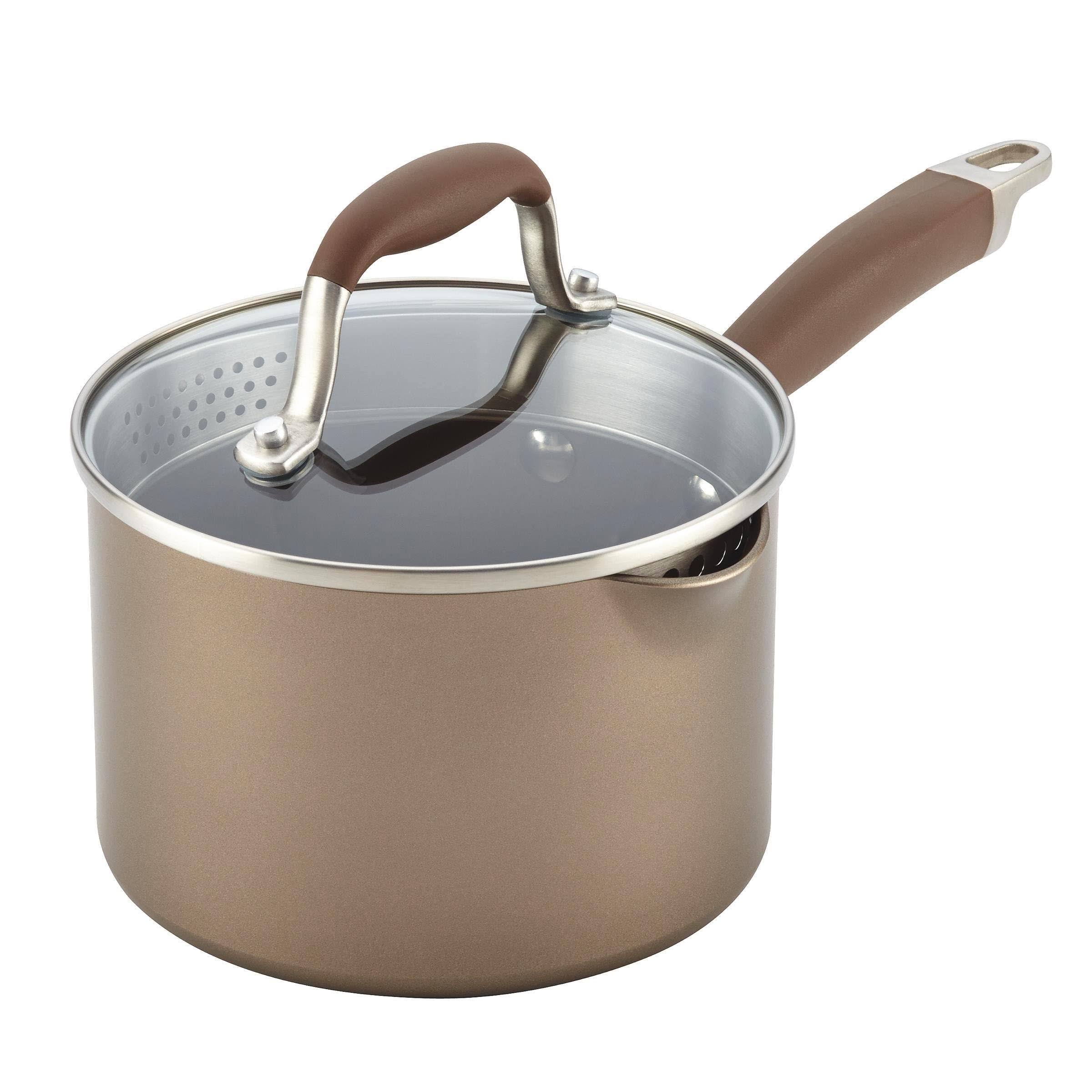 Anolon Advanced Umber 2 qt. Covered Straining Saucepan