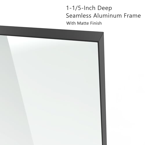 Black Metal Framed Bathroom Mirror for Wall, 30 x 36 Inch Square Corner Rectangle Matte Black Bathroom Vanity Mirror Farmhouse, 1/4-inch Shatterproof Glass | Ultra-Flush Hanging
