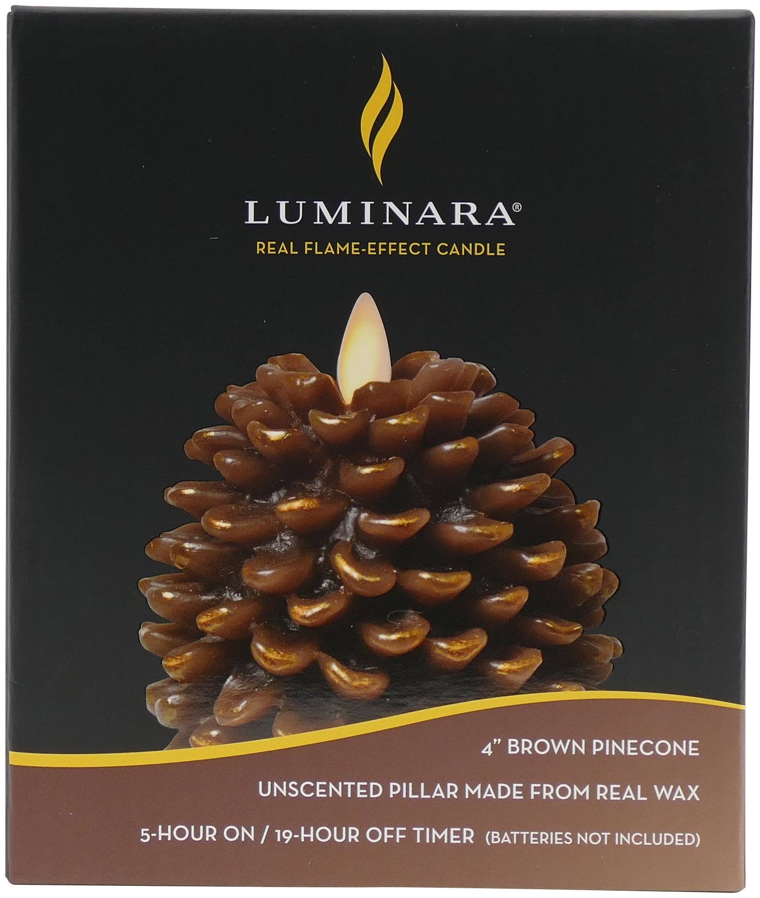 Luminara 4x22 Flameless Pine Cone Candle - Brown Unscented
