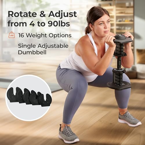 Lifepro Adjustable Dumbbells - 15Lb 25Lb 43Lb 55Lb 90Lb 6in1 Dumbbells Adjustable Weight, Compact Quick Adjustable Dumbbells set/single for Full Body Exercise & Fitness Home Gym