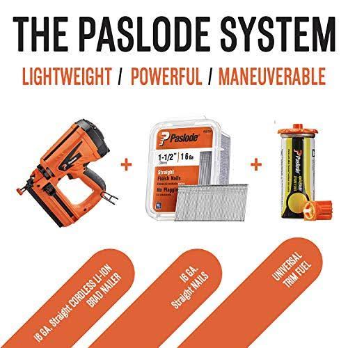 Paslode Cordless Finish Nailer 916000 16 Gauge Battery and Fuel Cell Powered No Compressor Needed