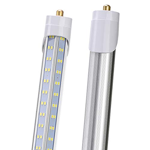 BETRAMLUX 8 Foot LED Bulbs,T8/T10/T12 8ft LED Tube Light,8ft Single Pin FA8 Base, 120W 13000LM, 6000K Cool White, 8 Foot Double Side V Shape(150W Replacement), Clear Cover