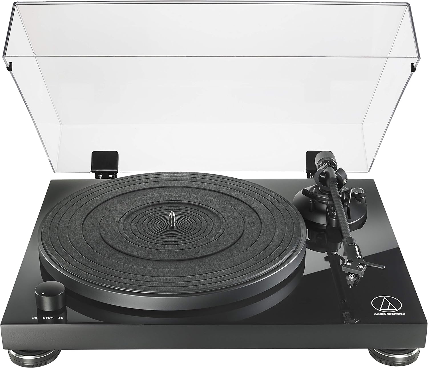 Audio-Technica AT-LPW40WN Fully Manual Belt-Drive Turntable, 2 Speeds, Dynamic Anti-Skate Control, Carbon-Fiber Tonearm Walnut