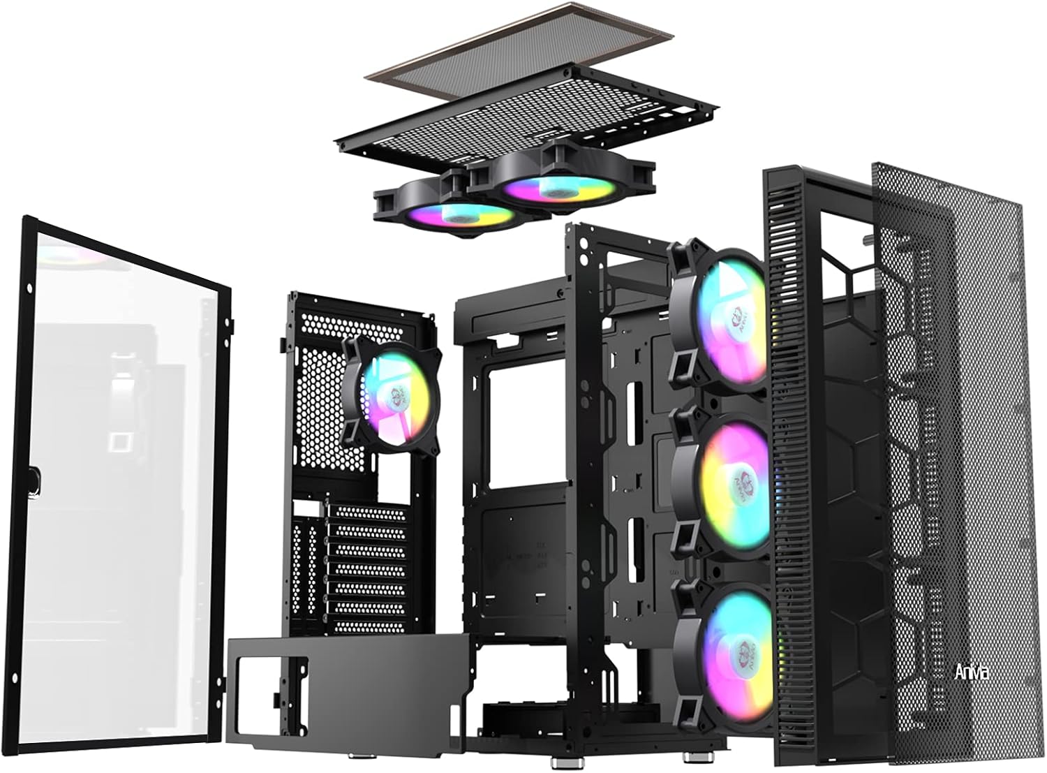 ATX Mid-Tower PC Gaming Case with Magnetic Design Dust Filter Pre-Installed 6 x 140mm Fans Glass Side Panel Cable Management System Airflow Computer Chassis