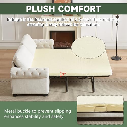 83.8" Convertible Sleeper Sofa Bed, 2-in-1 Pullout Sofa Bed, Polyester Sleeper Sofa Bed with Folding Mattress, Living Room Pullout Sofa Bed, Apartment/Small Space Sofa Sleeper,Green